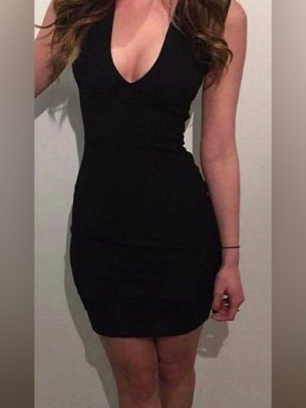 Lulu's Black V-Neck Mini Bodycon Dress